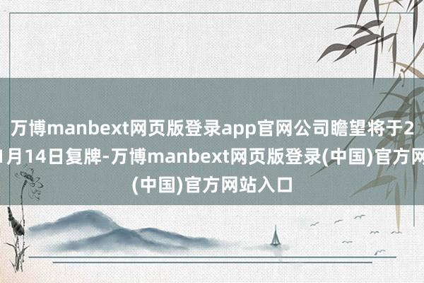 万博manbext网页版登录app官网公司瞻望将于2025年1月14日复牌-万博manbext网页版登录(中国)官方网站入口